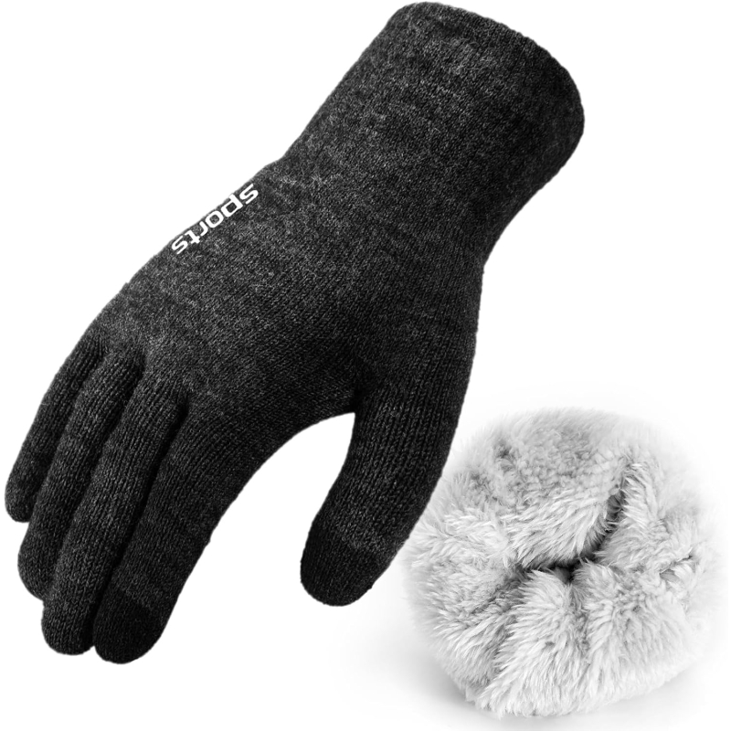 Premillow Winter Gloves - Gloves for Men Women, Wool Fleece Liner Gloves with Touchscreen, Warm Knit Gloves for Cold Weather